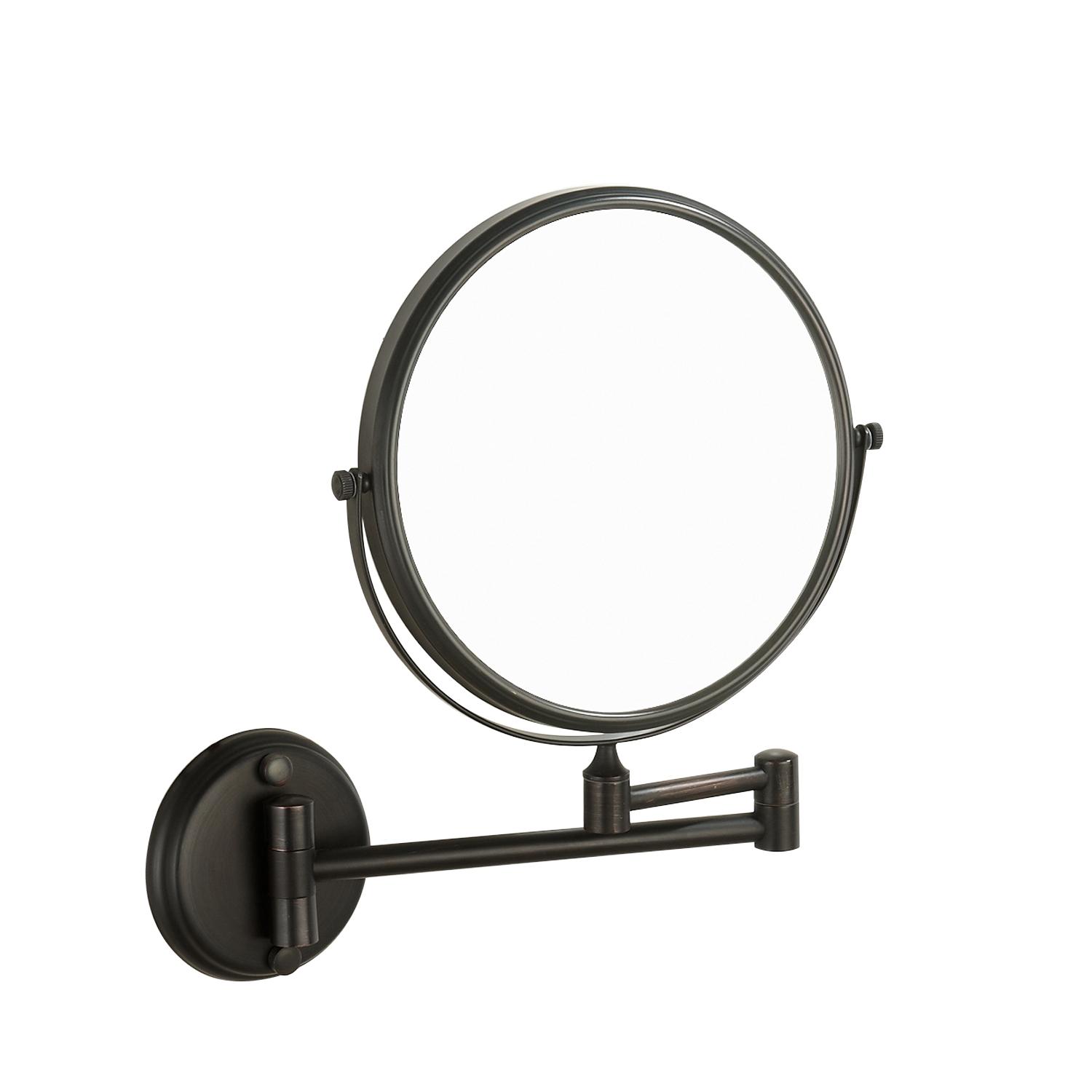 Stainless steel wall mounted circular magnifying mirror